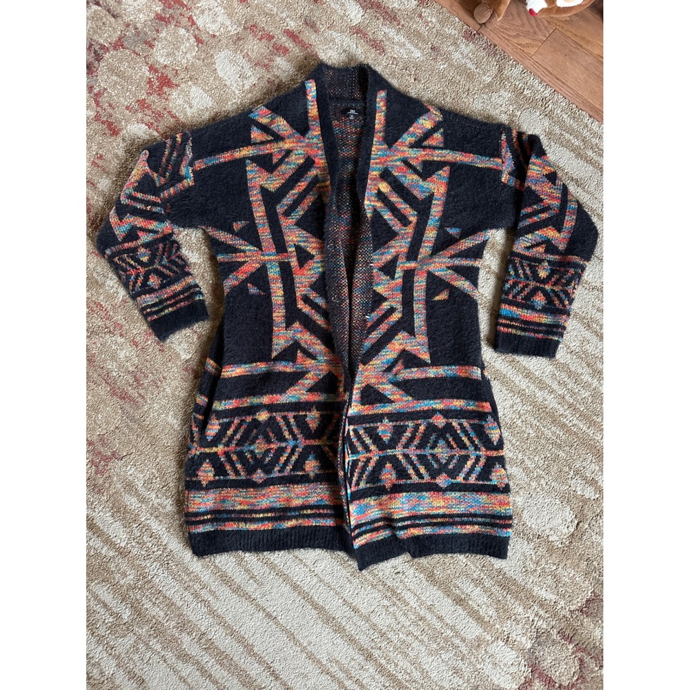 Geometric Knit Cardigan‎ Womens M Boho Aztec Southwestern Cozy Indie Earthy